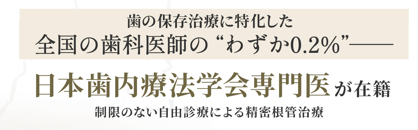 日本歯内療法学会専門医が在籍 制限のない自由診療による精密根管治療